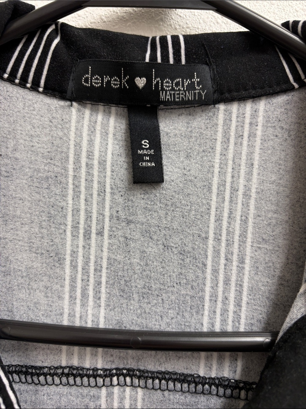 Derek Heart Maternity Black and White Vertical-Stripe Drawstring Dress Small - Picture 2 of 10